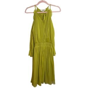 Label Ritu Kumar Yellow Green Cold Shoulder Dress